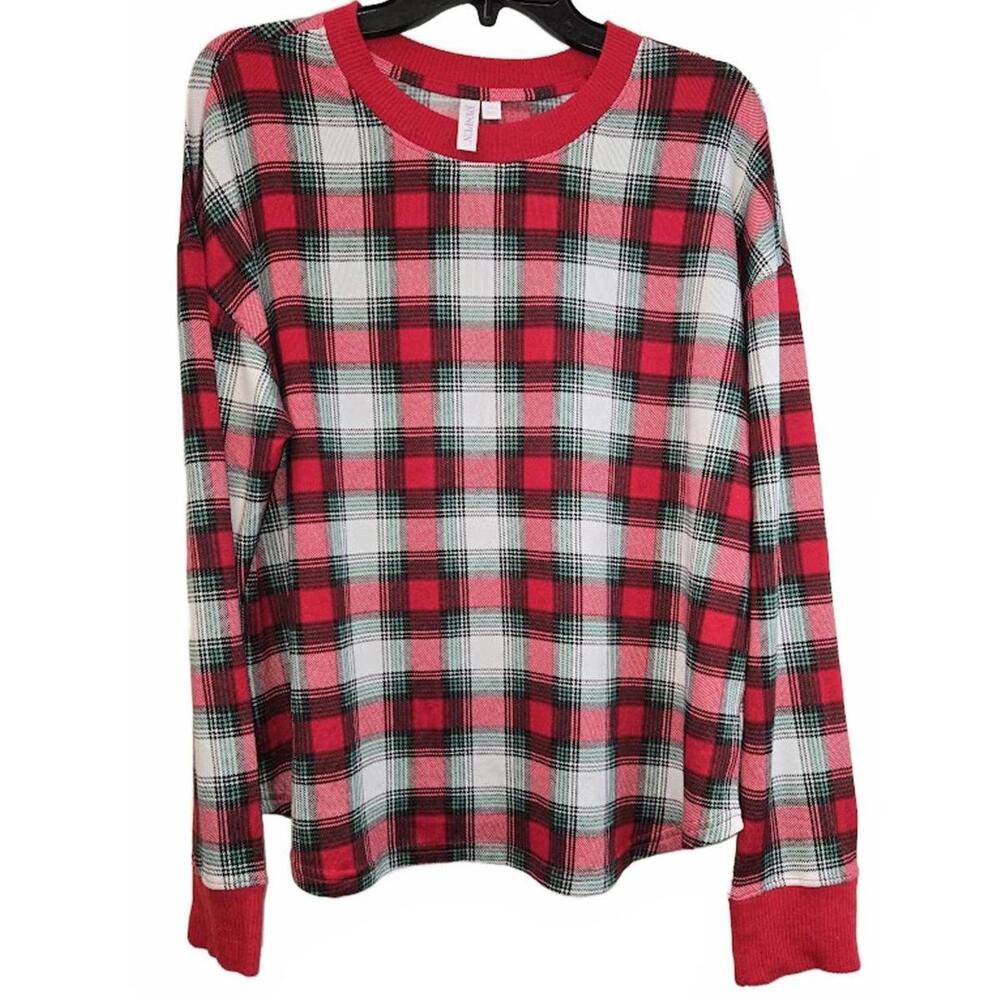 Joyspun Red Plaid Long Sleeve Shirt Size 12-14